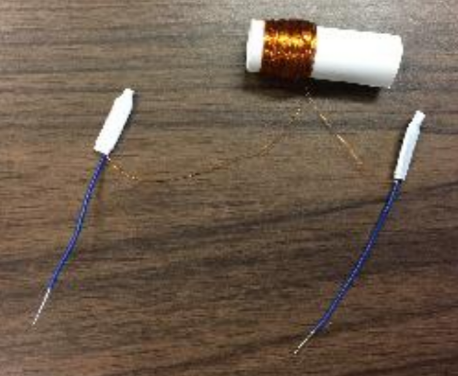 Both ends of the wire have been cut and connected to hook-up wire